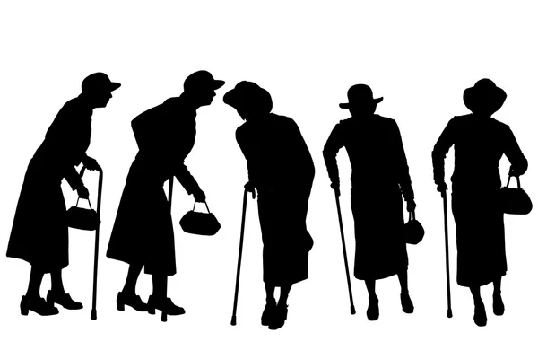 Silhouette vettoriale degli anziani . — Vettoriale Stock