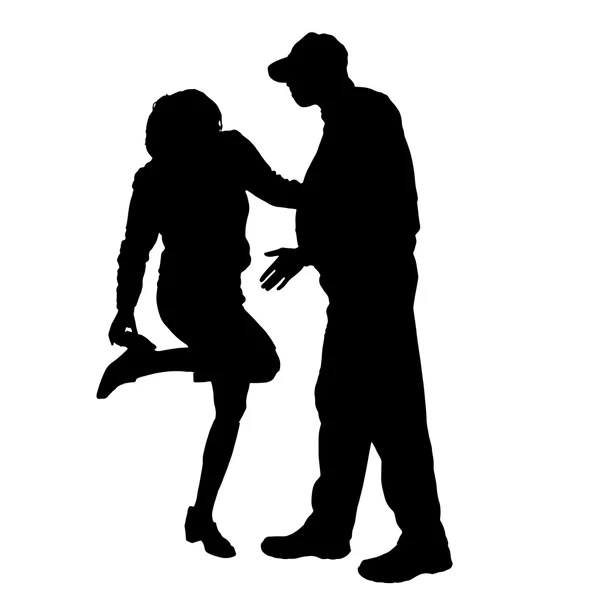 Silhouette vectorielle d'un homme avec une femme sexy . — Image vectorielle