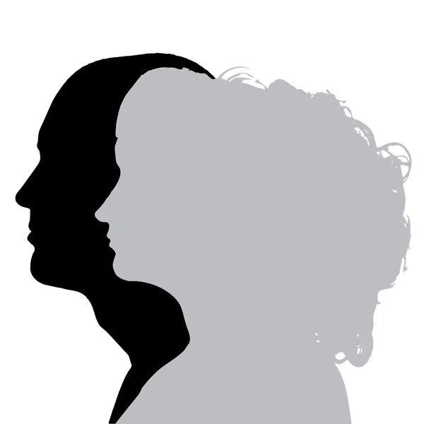 Vektör siluet profil kadın ve erkek. — Stok Vektör