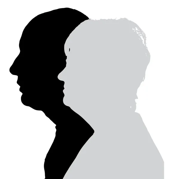 Векторный профиль силуэта мужчин и женщин . — стоковый вектор