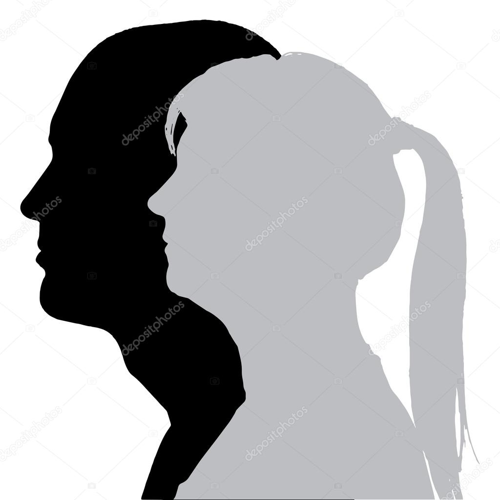 Vector silhouette profile of men and women.