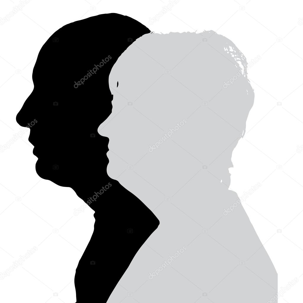 Vector silhouette profile of men and women.