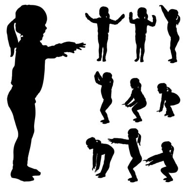 küçük kızın siluet vektör.