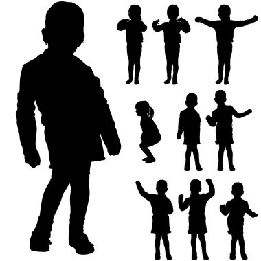 Küçük bir kızın vektör silueti.