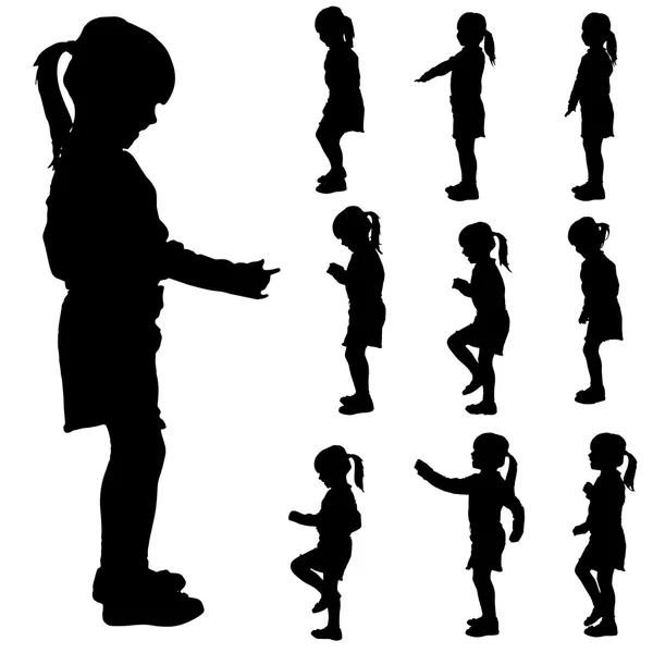 Vector silhouette of a little girl. — Stock Vector