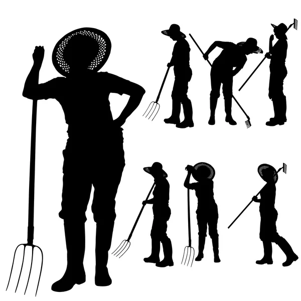 Vector silhouette of a gardener. — Stock Vector