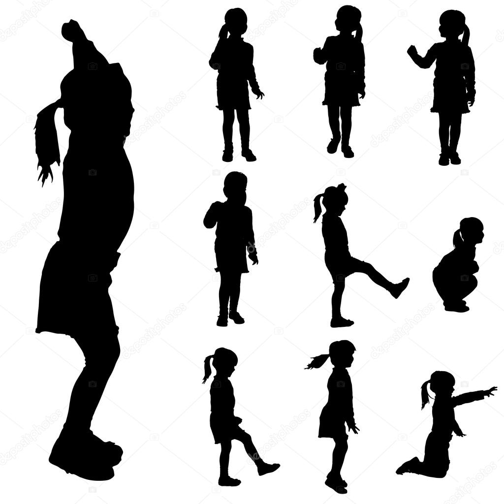 Vector silhouette of a little girl.