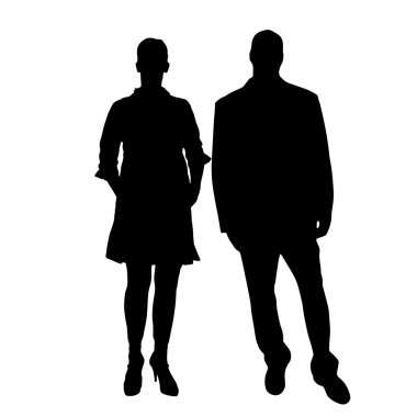seksi bir kadın bir erkekle siluet vektör.
