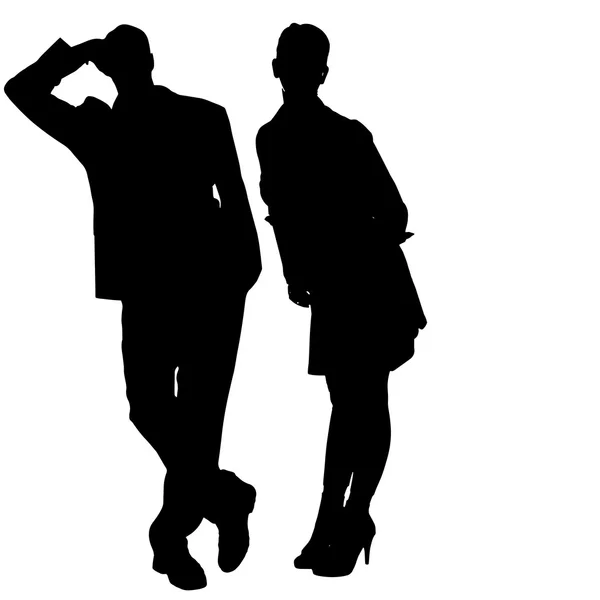 Silhouette vectorielle d'un homme avec une femme sexy . — Image vectorielle