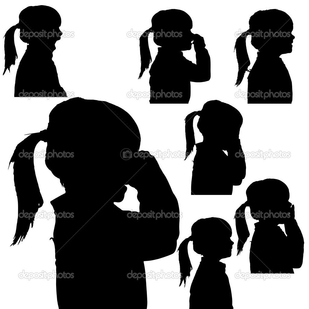 Vector silhouette of girl.