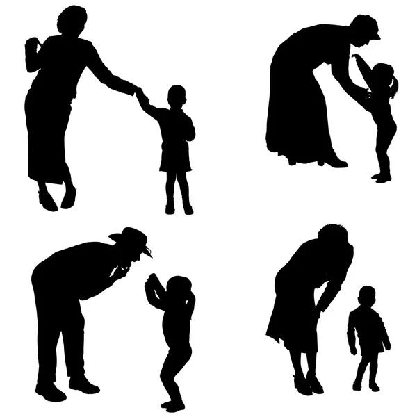 Silhouette vectorielle des personnes avec enfants . — Image vectorielle