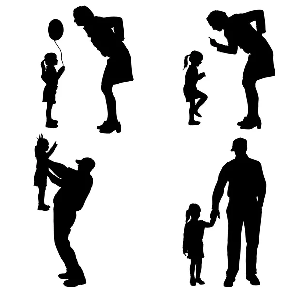 Silhouette vectorielle des personnes avec enfants . — Image vectorielle