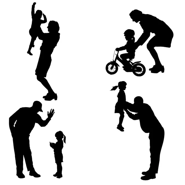 Vector silhouette of people with children. — Stock Vector