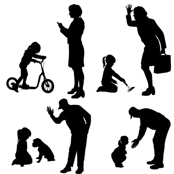 Silhouette vectorielle des personnes avec enfants . — Image vectorielle