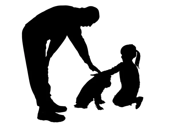 Vector silhouet van familie. — Stockvector