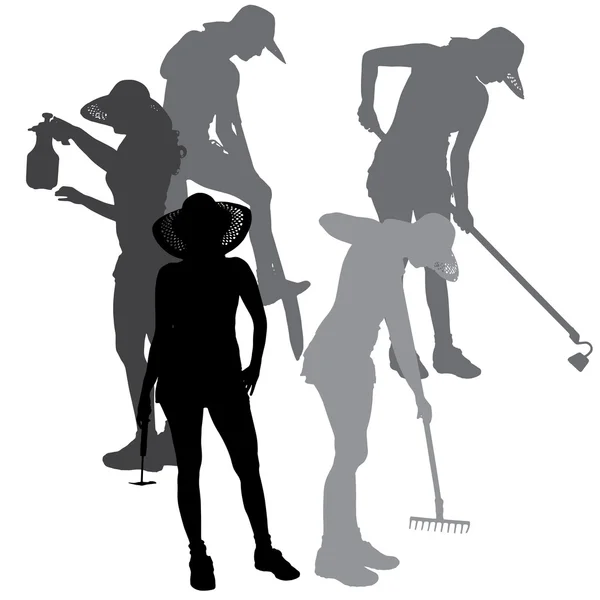 Vector silhouette of a gardener. — Stock Vector