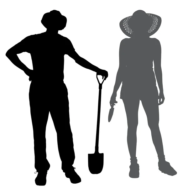 Silhouette vectorielle d'un jardinier . — Image vectorielle