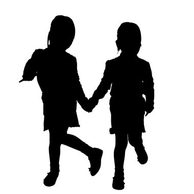 Kızın siluet vektör. 