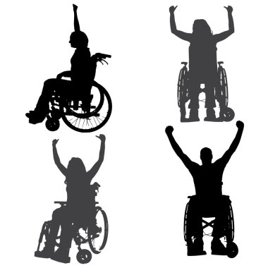 insanların tekerlekli sandalyede Vector silhouettes.