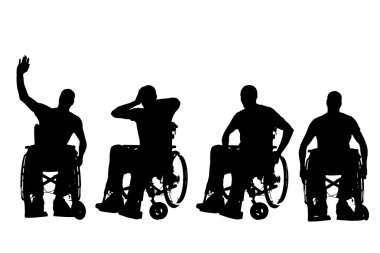 insanların tekerlekli sandalyede Vector silhouettes.