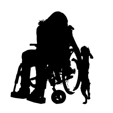 insanların tekerlekli sandalyede Vector silhouettes.