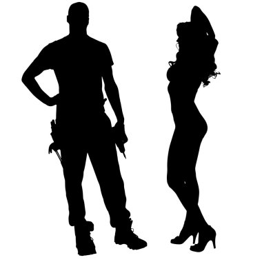 Çift siluet vektör.