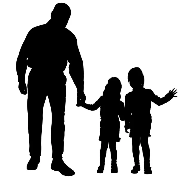Vector silhouet van mensen met kinderen. — Stockvector