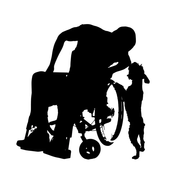 Vektor silhuetter av personer i rullstol. — Stock vektor