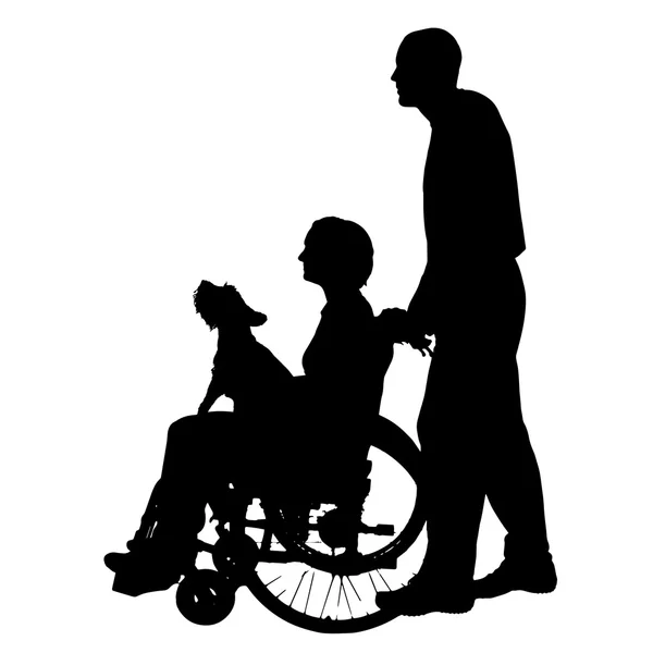 Sylwetka wektor osób na wózku inwalidzkim. — Wektor stockowy