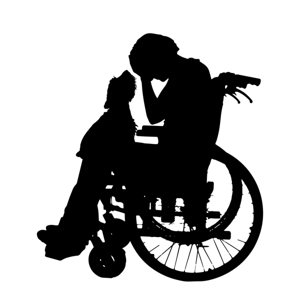 Sílhuetas vetoriais de pessoas em uma cadeira de rodas . —  Vetores de Stock