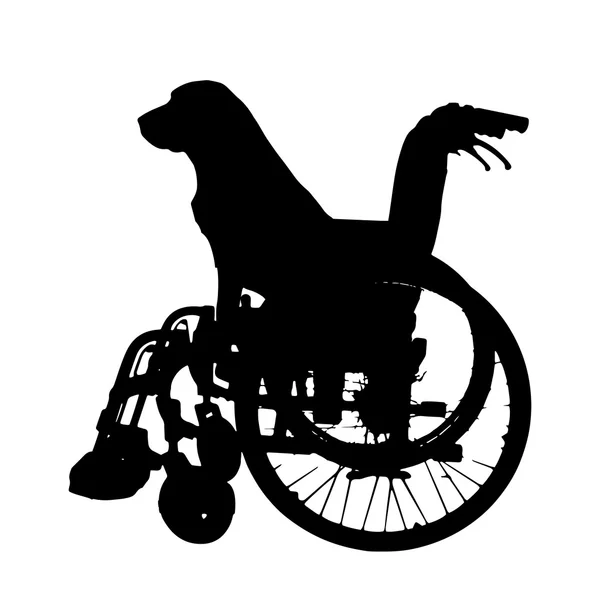 Vector silhouetten van hond in een rolstoel. — Stockvector