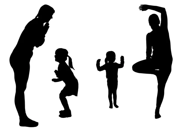 Silhouette vectorielle d'une femme avec un enfant . — Image vectorielle