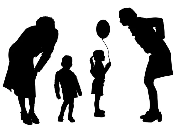 Silhouette vectorielle des personnes avec enfants . — Image vectorielle