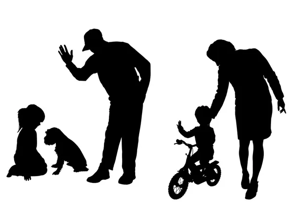 Vector silhouette of family. — Stock Vector