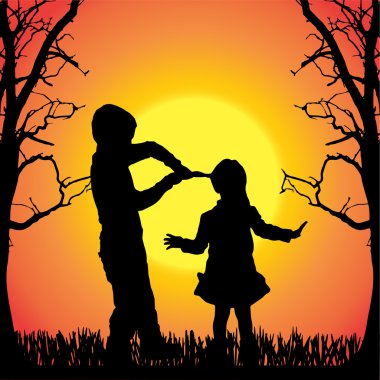 çocukların siluet vektör. 