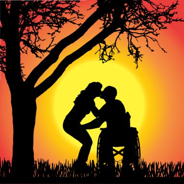 insanların tekerlekli sandalyede Vector silhouettes.