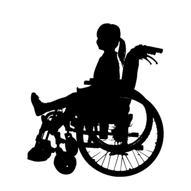 bir tekerlekli sandalyede kız Vector silhouettes.
