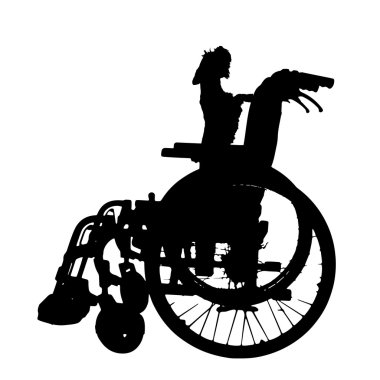 Vector silhouettes köpek tekerlekli sandalye.