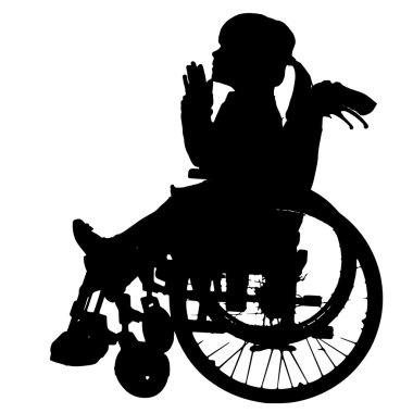 bir tekerlekli sandalyede kız Vector silhouettes.