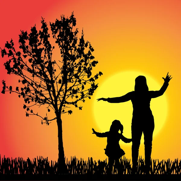 Vector silhouette of family. — Stock Vector