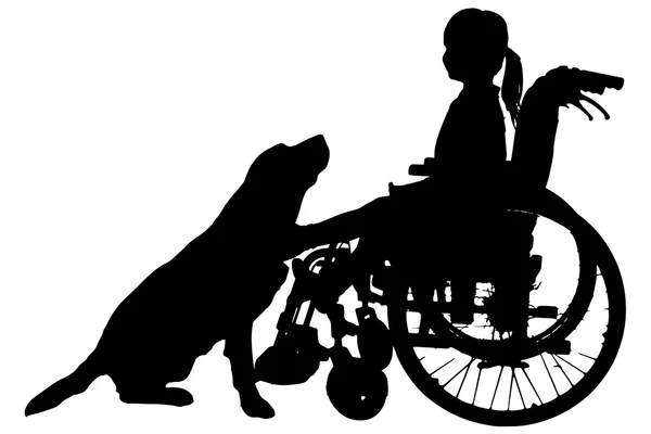 Silhouettes vectorielles de fille en fauteuil roulant . — Image vectorielle