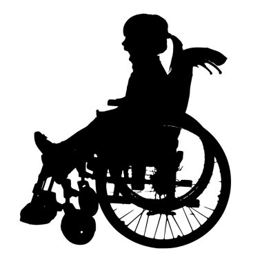bir tekerlekli sandalyede kız Vector silhouettes.