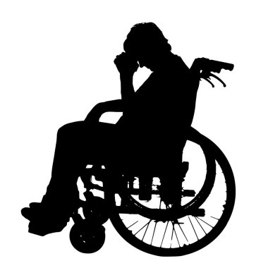 insanların tekerlekli sandalyede Vector silhouettes.