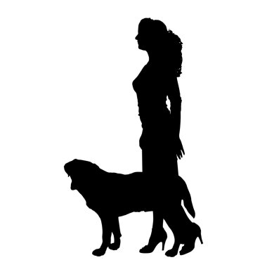 köpek ile insan siluet vektör.