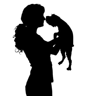 köpek ile insan siluet vektör.