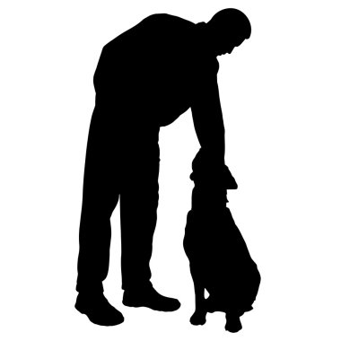 köpek ile insan siluet vektör.