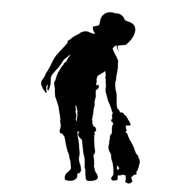 köpek ile insan siluet vektör.