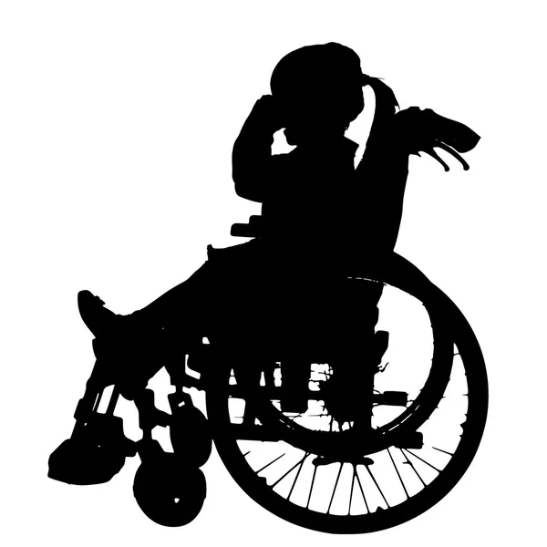 Vector silhouettes of girl in a wheelchair. — Stock Vector