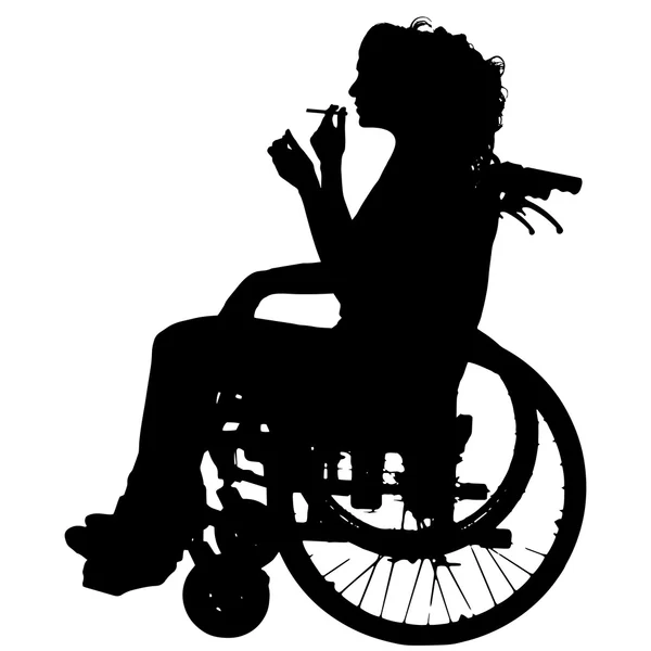Silhouettes vectorielles de femme en fauteuil roulant . — Image vectorielle