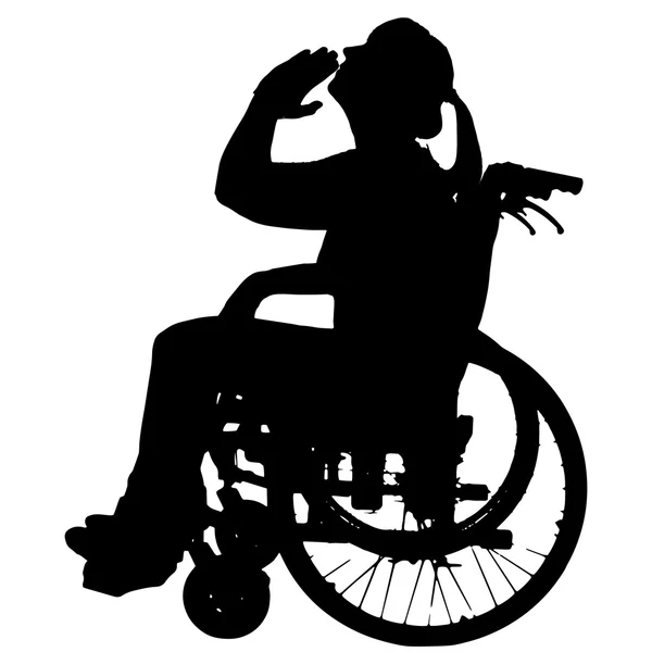 Vector silhouettes of woman in a wheelchair. — Stock Vector